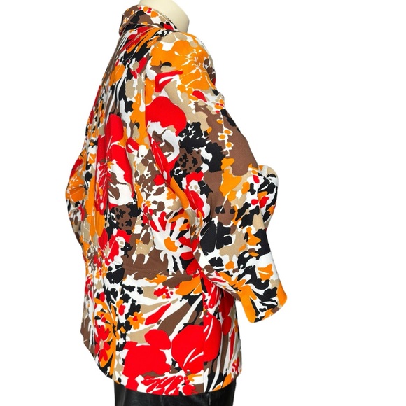 KASPER Plus Multicolor Red & Orange Abstract Floral Pattern Double Button Blazer - Picture 8 of 16
